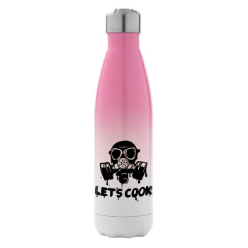 Let's cook mask, Metal mug thermos Pink/White (Stainless steel), double wall, 500ml
