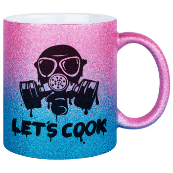 Let's cook mask, Κούπα Χρυσή/Μπλε Glitter, κεραμική, 330ml