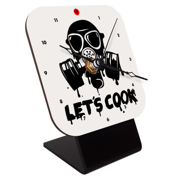 Let's cook mask, Quartz Wooden table clock with hands (10cm)