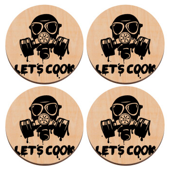 Let's cook mask, ΣΕΤ x4 Σουβέρ ξύλινα στρογγυλά plywood (9cm)