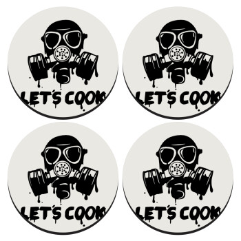 Let's cook mask, SET of 4 round wooden coasters (9cm)