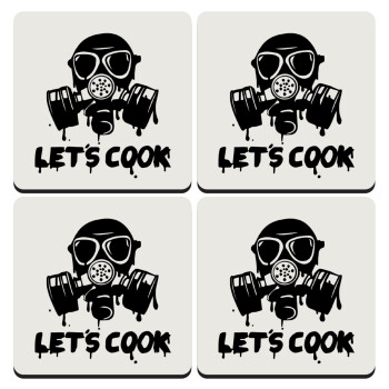 Let's cook mask, ΣΕΤ 4 Σουβέρ ξύλινα τετράγωνα (9cm)
