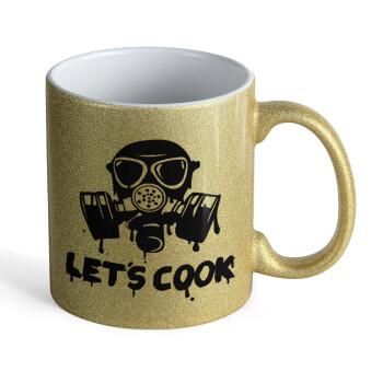 Let's cook mask, Κούπα Χρυσή Glitter που γυαλίζει, κεραμική, 330ml
