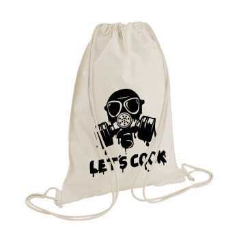 Let's cook mask, Backpack bag GYMBAG natural (28x40cm)