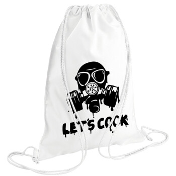 Let's cook mask, Τσάντα πλάτης πουγκί GYMBAG λευκή (28x40cm)