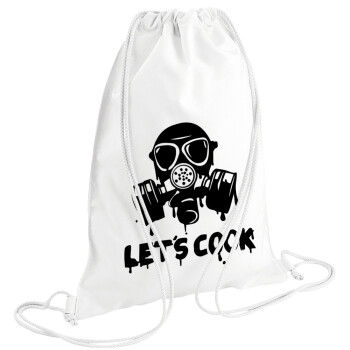 Let's cook mask, Backpack pouch GYMBAG white (28x40cm)
