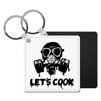 Let's cook mask, Μπρελόκ Δερματίνη, τετράγωνο ΜΑΥΡΟ (5x5cm)