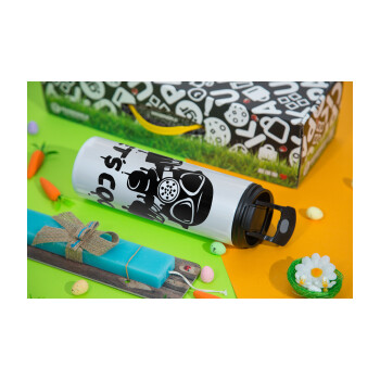 Let's cook mask, Easter candle,Travel Tumbler 2 Lids, with metal straw & cleaning brush & aromatic flat candle (30cm) (BLUE)