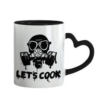 Let's cook mask, Κούπα καρδιά χερούλι μαύρη, κεραμική, 330ml