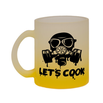 Let's cook mask, Κούπα γυάλινη δίχρωμη με βάση το κίτρινο ματ, 330ml