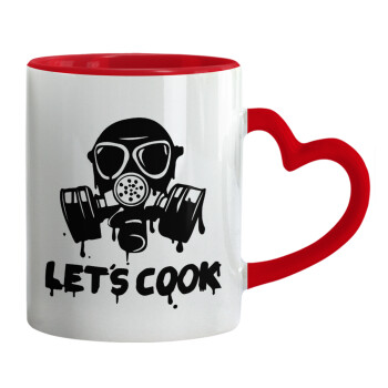 Let's cook mask, Mug heart red handle, ceramic, 330ml