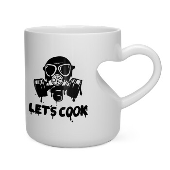 Let's cook mask, Κούπα καρδιά λευκή, κεραμική, 330ml