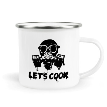 Let's cook mask, Metallic enamel cup white 360ml
