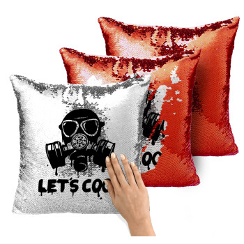 Let's cook mask, Μαξιλάρι καναπέ Μαγικό Κόκκινο με πούλιες 40x40cm περιέχεται το γέμισμα