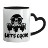 Mug heart black handle, ceramic, 330ml