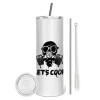 Tumbler stainless steel 600ml, with metal straw & cleaning brush