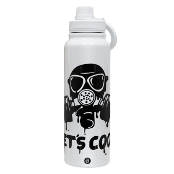 Let's cook mask, 1L Stainless Steel Thermal Bottle with Phone Holder & Double Wall Insulation