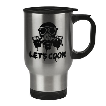 Let's cook mask, Stainless steel travel mug with lid, double wall 450ml