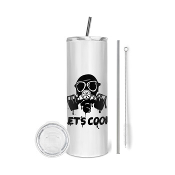 Let's cook mask, Tumbler stainless steel 600ml, with metal straw & cleaning brush