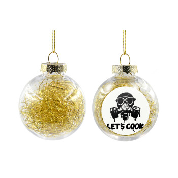 Let's cook mask, Χριστουγεννιάτικη μπάλα δένδρου διάφανη με χρυσό γέμισμα 8cm