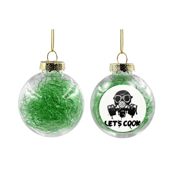 Let's cook mask, Transparent Christmas tree ball ornament with green filling 8cm