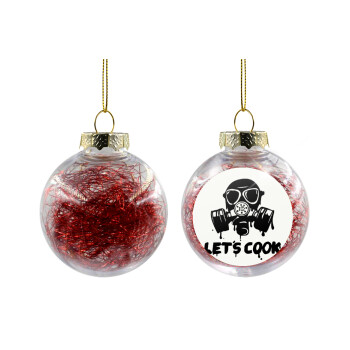 Let's cook mask, Χριστουγεννιάτικη μπάλα δένδρου διάφανη με κόκκινο γέμισμα 8cm
