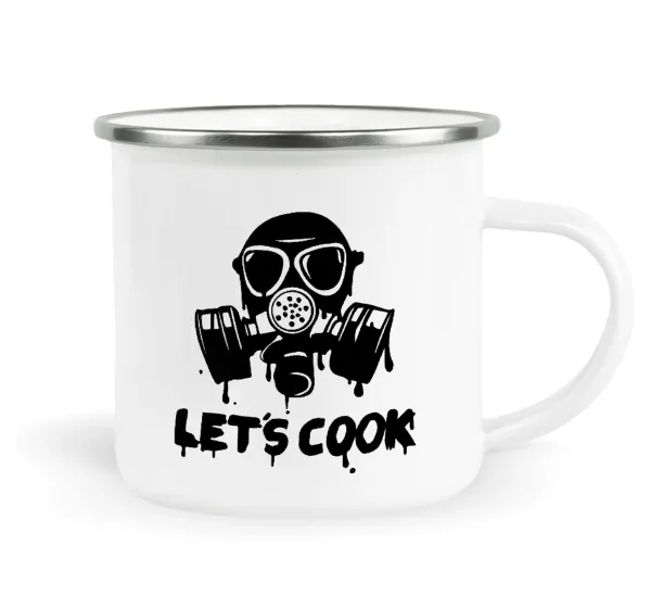 Let's cook mask — Metallic enamel cup white 360ml