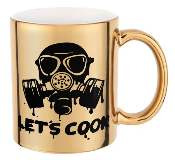 Let's cook mask — Mug ceramic, gold mirror, 330ml