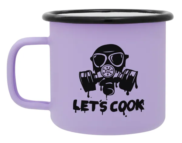 Let's cook mask — Metal enamel mug, matte light pastel purple, 360ml