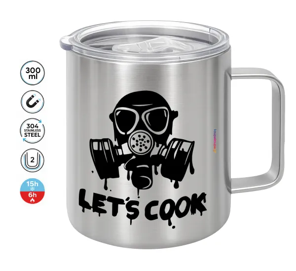 Let's cook mask — Double-walled stainless steel mug 300ml with temperature-retaining lid