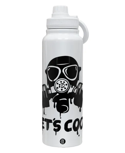 Let's cook mask — 1L Stainless Steel Thermal Bottle with Phone Holder & Double Wall Insulation