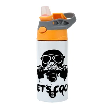 Let's cook mask, Παιδικό παγούρι θερμό, ανοξείδωτο, με καλαμάκι ασφαλείας, Πορτοκαλί/Γκρι (360ml) BPA-FREE