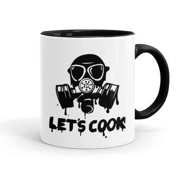 Let's cook mask, Κούπα χρωματιστή μαύρη, κεραμική, 330ml