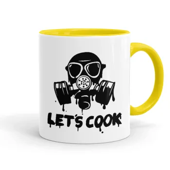 Let's cook mask, Κούπα χρωματιστή κίτρινη, κεραμική, 330ml