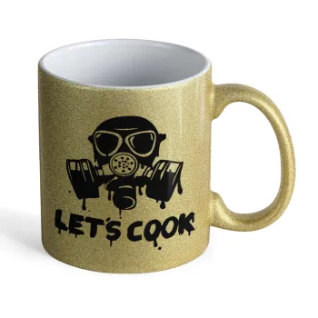 Let's cook mask, Κούπα Χρυσή Glitter που γυαλίζει, κεραμική, 330ml