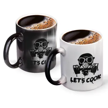 Let's cook mask, Color changing magic Mug, ceramic, 330ml when adding hot liquid inside, the black colour desappears (1 pcs)