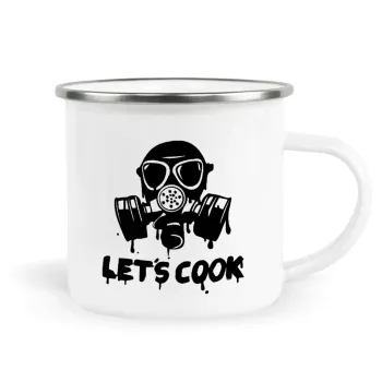 Let's cook mask, Metallic enamel cup white 360ml