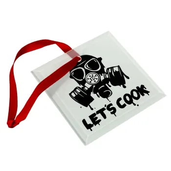 Let's cook mask, Christmas ornament, glass square ornament 9x9cm