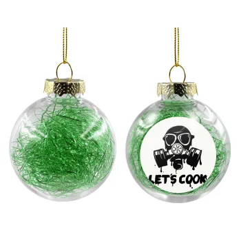 Let's cook mask, Transparent Christmas tree ball ornament with green filling 8cm