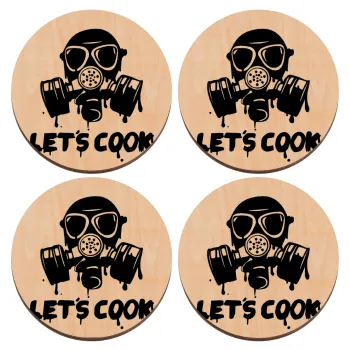 Let's cook mask, ΣΕΤ x4 Σουβέρ ξύλινα στρογγυλά plywood (9cm)