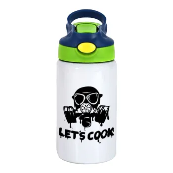 Let's cook mask, Παιδικό παγούρι θερμό, ανοξείδωτο, με καλαμάκι ασφαλείας, πράσινο/μπλε (350ml)
