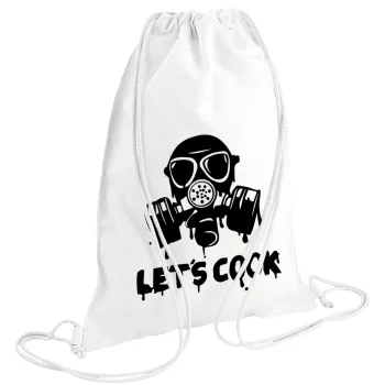 Let's cook mask, Τσάντα πλάτης πουγκί GYMBAG λευκή (28x40cm)