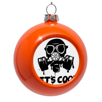 Let's cook mask, Στολίδι Χριστουγεννιάτικη μπάλα δένδρου Πορτοκαλί 8cm