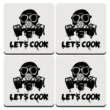 Let's cook mask, ΣΕΤ 4 Σουβέρ ξύλινα τετράγωνα (9cm)