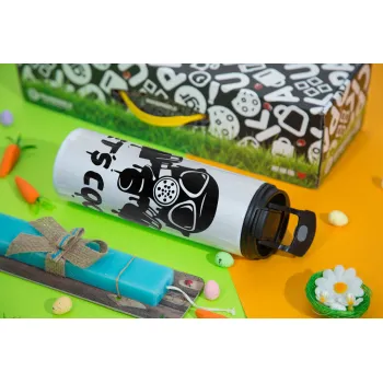 Let's cook mask, Πασχαλινή Λαμπάδα με Travel Tumbler θερμό με διπλό καπάκι (600ml, BPA free) & κερί αρωματικό πλακέ (30cm) (ΤΙΡΚΟΥΑΖ)