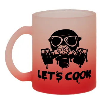 Let's cook mask, Κούπα γυάλινη δίχρωμη με βάση το κόκκινο ματ, 330ml