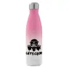 Metal mug thermos Pink/White (Stainless steel), double wall, 500ml