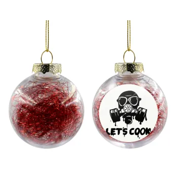 Let's cook mask, Transparent Christmas tree ball ornament with red filling 8cm