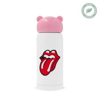 Rolling Stones Kiss, Ροζ ανοξείδωτο παγούρι θερμό (Stainless steel), 320ml
