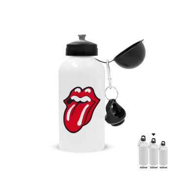 Rolling Stones Kiss, Μεταλλικό παγούρι νερού, Λευκό, αλουμινίου 500ml